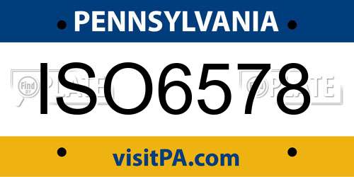 ISO6578 Pennsylvania License Plate