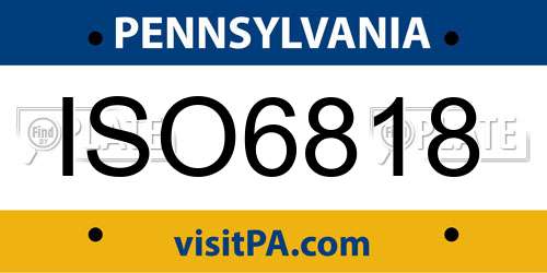 ISO6818 Pennsylvania License Plate