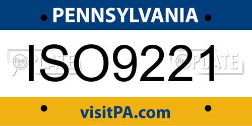 ISO9221 Pennsylvania License Plate
