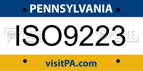 ISO9223 Pennsylvania License Plate