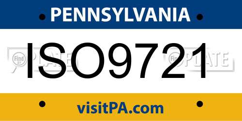 ISO9721 Pennsylvania License Plate