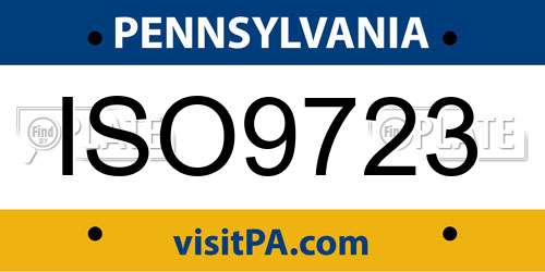 ISO9723 Pennsylvania License Plate