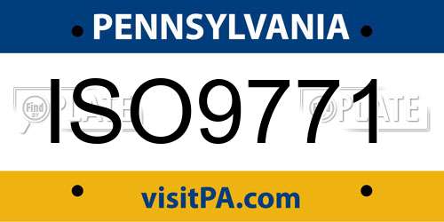 ISO9771 Pennsylvania License Plate