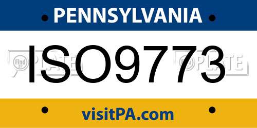 ISO9773 Pennsylvania License Plate