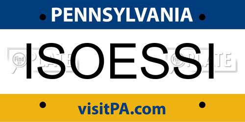 ISOESSI Pennsylvania License Plate
