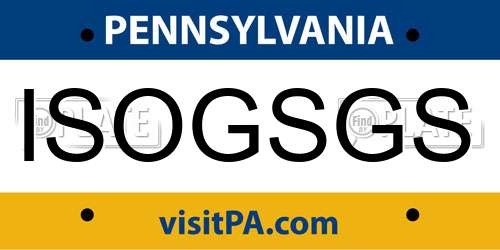 ISOGSGS Pennsylvania License Plate