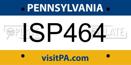 ISP464 Pennsylvania License Plate