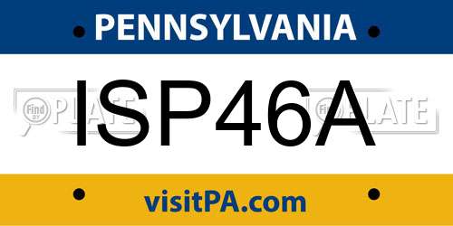 ISP46A Pennsylvania License Plate