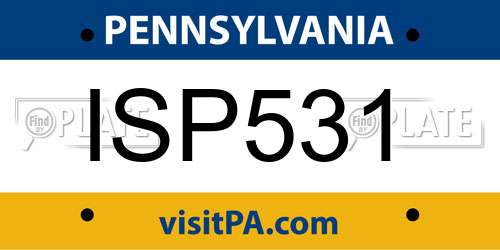 ISP531 Pennsylvania License Plate