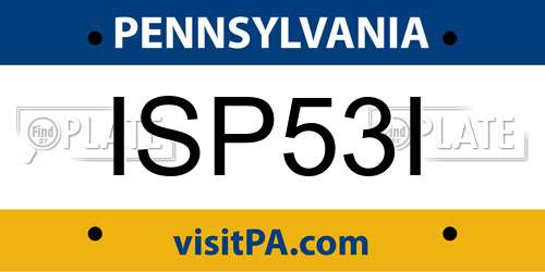 ISP53I Pennsylvania License Plate