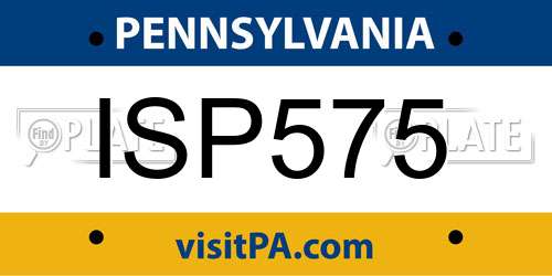 ISP575 Pennsylvania License Plate