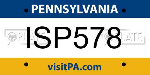 ISP578 Pennsylvania License Plate