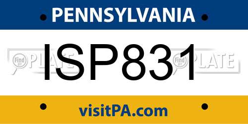 ISP831 Pennsylvania License Plate