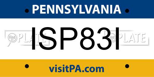 ISP83I Pennsylvania License Plate