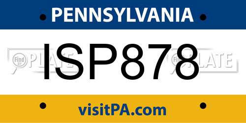 ISP878 Pennsylvania License Plate