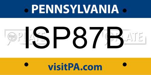 ISP87B Pennsylvania License Plate