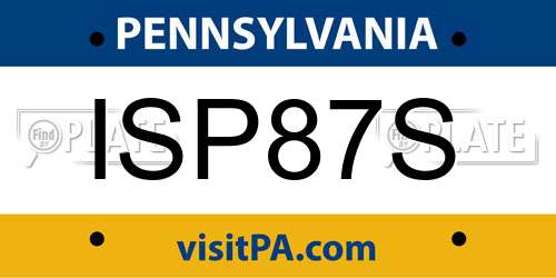 ISP87S Pennsylvania License Plate