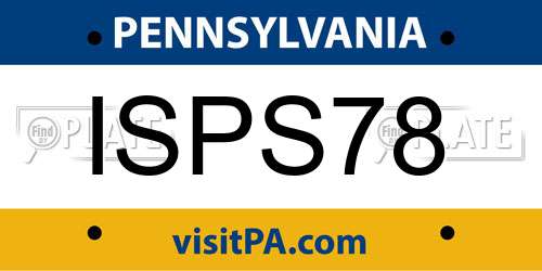 ISPS78 Pennsylvania License Plate