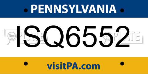 ISQ6552 Pennsylvania License Plate