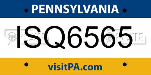 ISQ6565 Pennsylvania License Plate