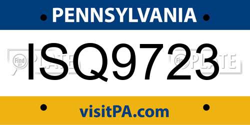 ISQ9723 Pennsylvania License Plate
