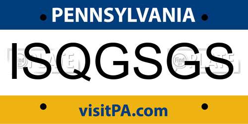 ISQGSGS Pennsylvania License Plate
