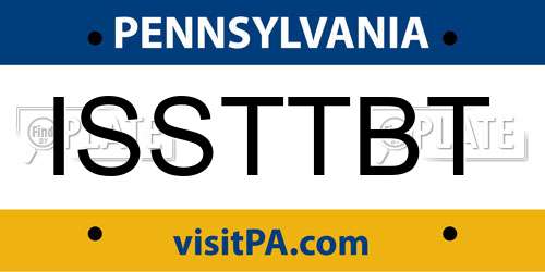 ISSTTBT Pennsylvania License Plate