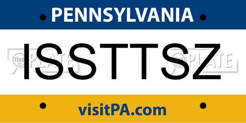 ISSTTSZ Pennsylvania License Plate