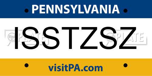 ISSTZSZ Pennsylvania License Plate