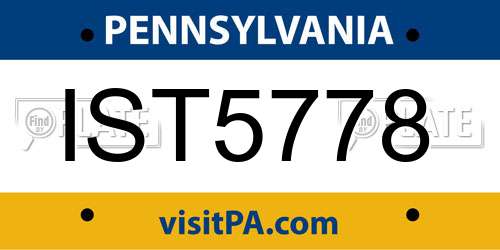 IST5778 Pennsylvania License Plate