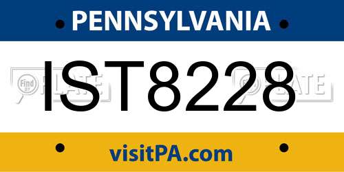 IST8228 Pennsylvania License Plate
