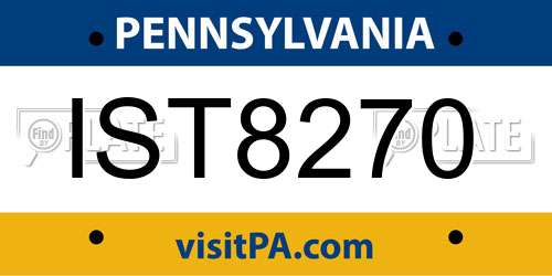 IST8270 Pennsylvania License Plate