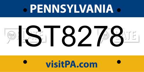 IST8278 Pennsylvania License Plate