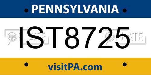 IST8725 Pennsylvania License Plate