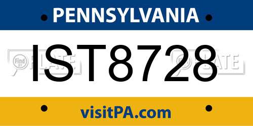 IST8728 Pennsylvania License Plate