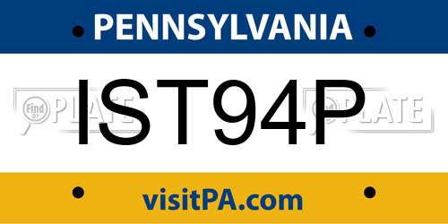 IST94P Pennsylvania License Plate
