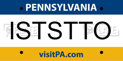 ISTSTTO Pennsylvania License Plate