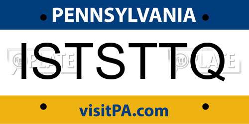 ISTSTTQ Pennsylvania License Plate