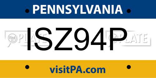 ISZ94P Pennsylvania License Plate