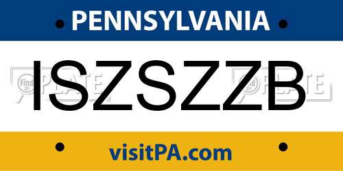 ISZSZZB Pennsylvania License Plate