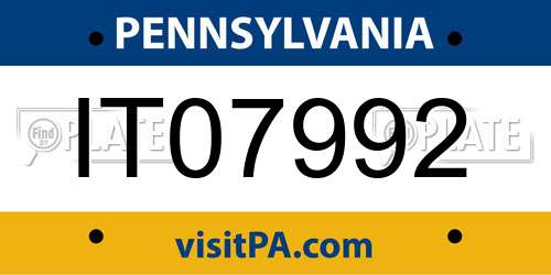 IT07992 Pennsylvania License Plate