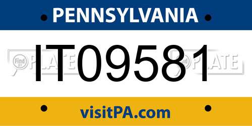 IT09581 Pennsylvania License Plate