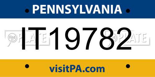 IT19782 Pennsylvania License Plate