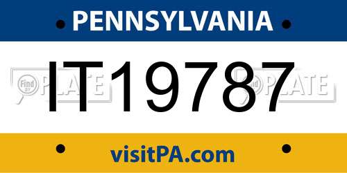 IT19787 Pennsylvania License Plate
