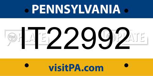 IT22992 Pennsylvania License Plate