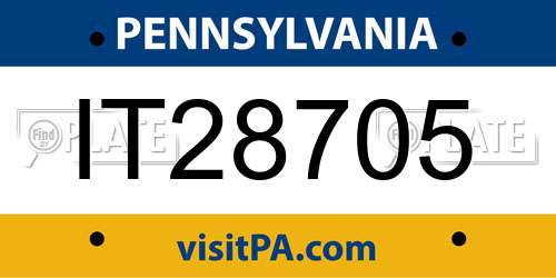 IT28705 Pennsylvania License Plate