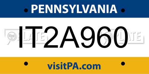 IT2A960 Pennsylvania License Plate