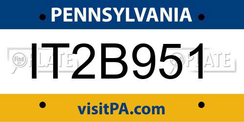 IT2B951 Pennsylvania License Plate