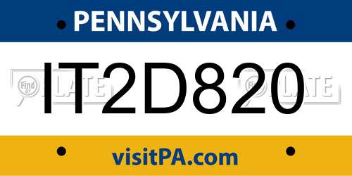 IT2D820 Pennsylvania License Plate