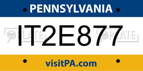 IT2E877 Pennsylvania License Plate